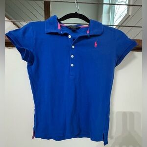 Polo by Ralph Lauren Royal Blue Polo with Pink Pony Accent girls 10-12